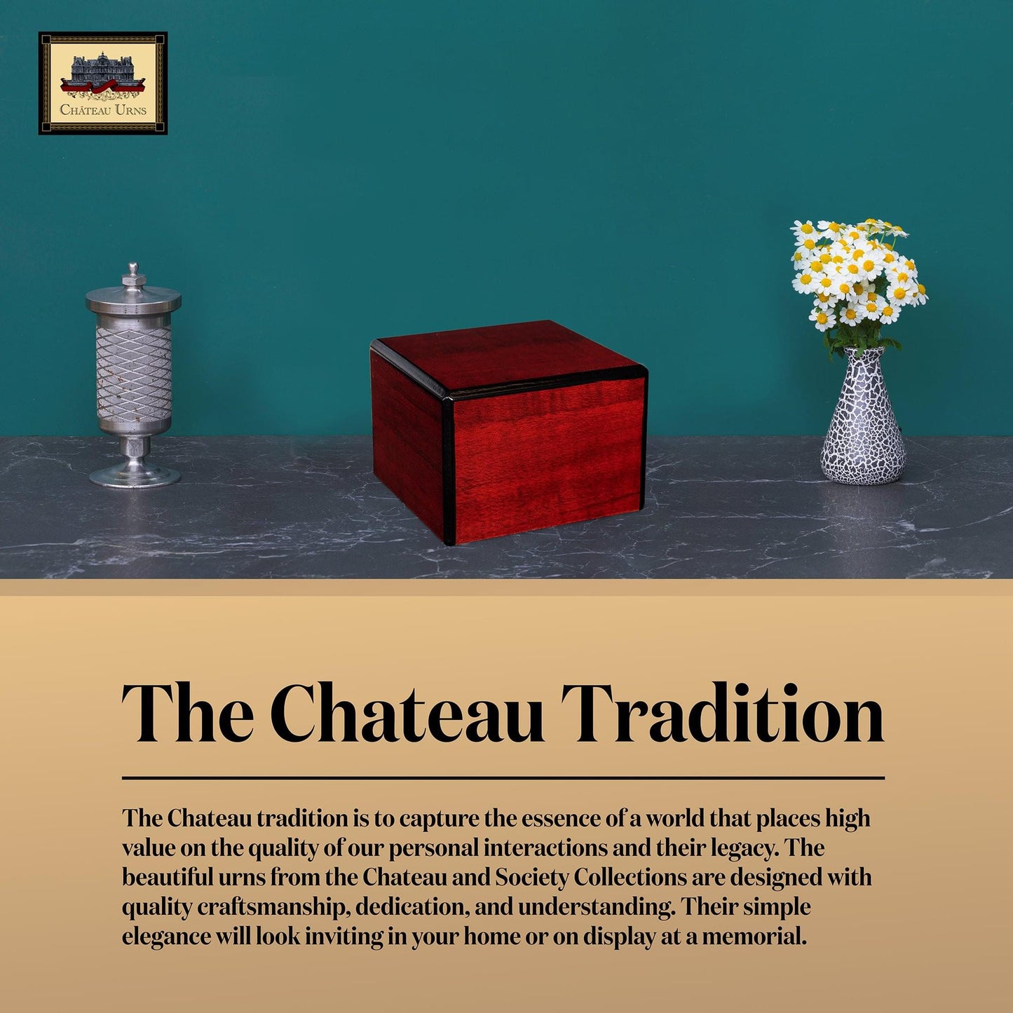 Society Collection-Extra Small Cremation Urn-Cherry Finish - chateau-urns