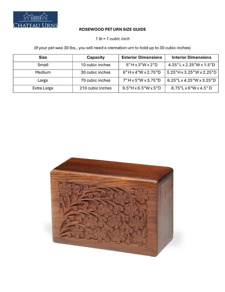Custom Pet Urn-Handcarved Rosewood Pet Cremation Urn