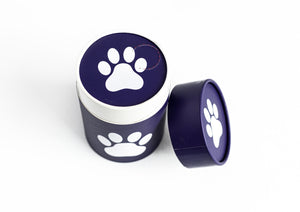 Biodegradable Pet Scattering Urn-Cremains Container-Blue Paw Print-Eco Friendly Scattering Tube