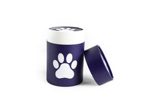 Biodegradable Pet Scattering Urn-Cremains Container-Blue Paw Print-Eco Friendly Scattering Tube