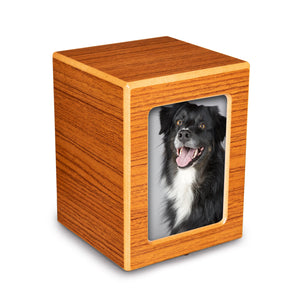 Society Collection-Small-Photo Pet / Keepsake Cremation Urn-Rustic Oak Finish - chateau-urns
