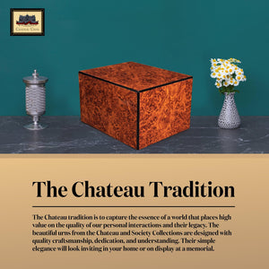 Society Collection-Large Adult Cremation Urn-Burl Wood Finish - chateau-urns