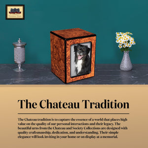 Society Collection-Small-Photo Pet / Keepsake Cremation Urn-Burl Finish - chateau-urns