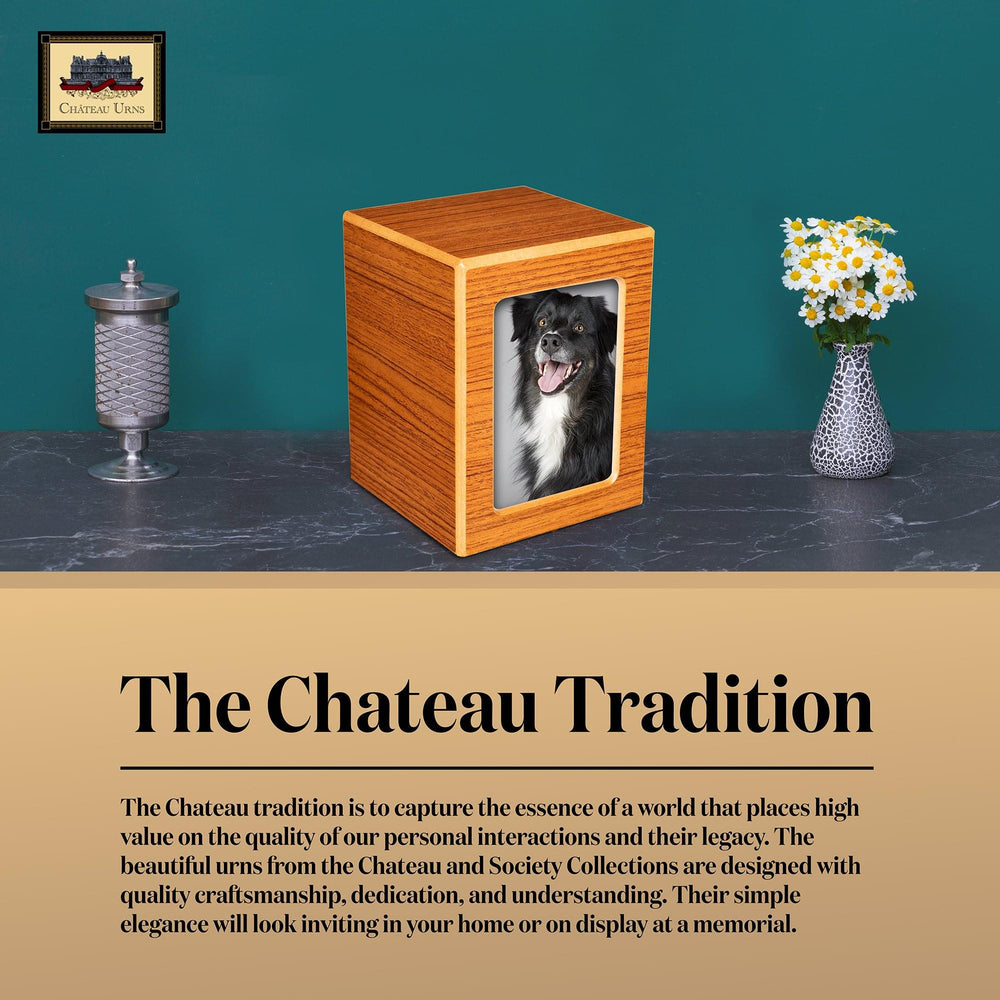 Society Collection-Small-Photo Pet / Keepsake Cremation Urn-Rustic Oak Finish - chateau-urns